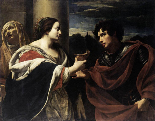 Sophonisba Receiving the Poisoned Chalice, vintage artwork by Simon Vouet, 12x8" (A4) Poster