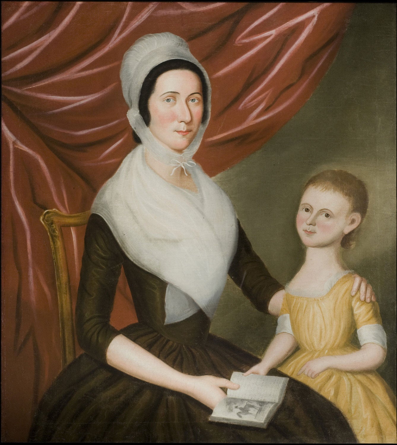 Mrs. John Hart and Her Daughter, vintage artwork by Charles Peale Polk, 12x8" (A4) Poster