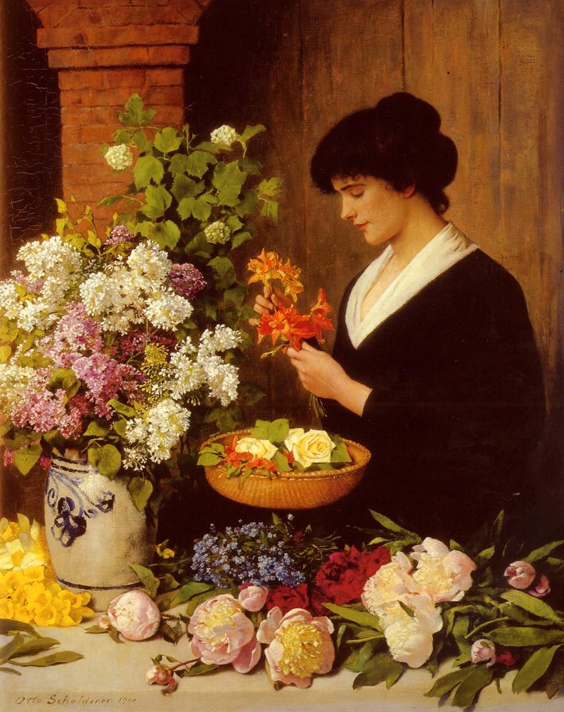 The Flower Arrangement, vintage artwork by Otto Scholderer, 12x8" (A4) Poster