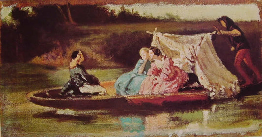 Titian's Gondola, vintage artwork by Federico Faruffini, 12x8" (A4) Poster