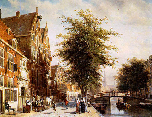 Lombard Voorburgwal Amsterdam, vintage artwork by Cornelis Springer, A3 (16x12") Poster Print