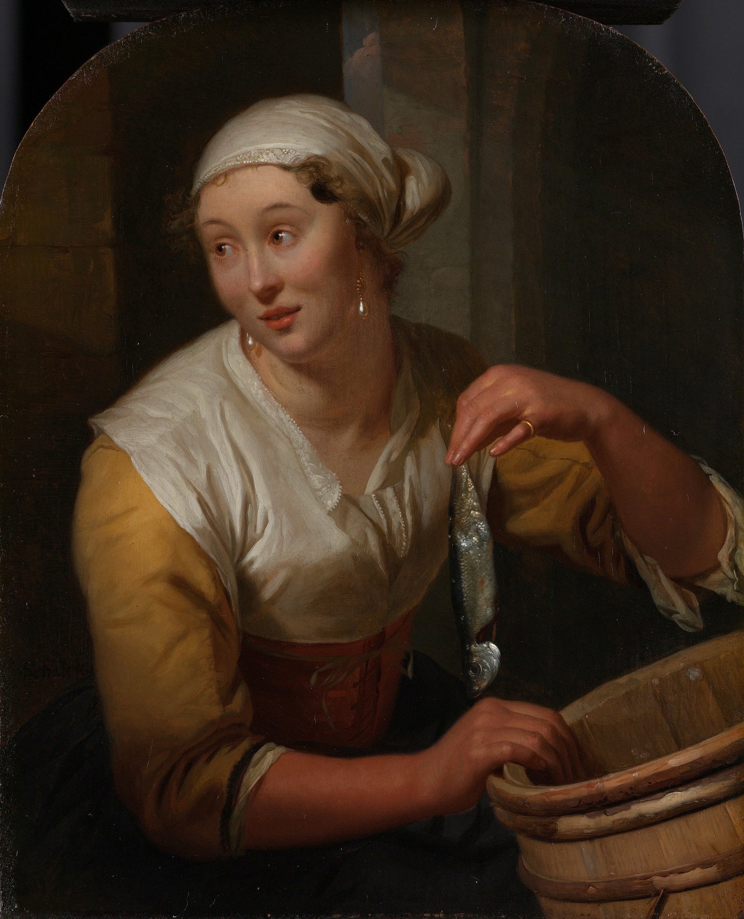 The Herring Seller, vintage artwork by Godfried Schalcken, 12x8" (A4) Poster