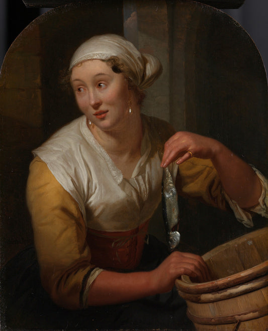 The Herring Seller, vintage artwork by Godfried Schalcken, 12x8" (A4) Poster