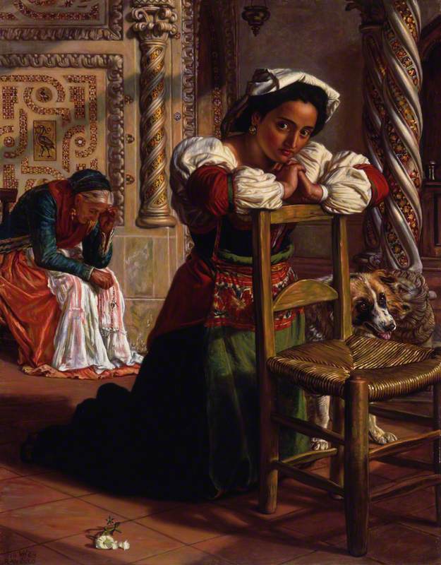 Past and Present, vintage artwork by William Holman Hunt, 12x8" (A4) Poster