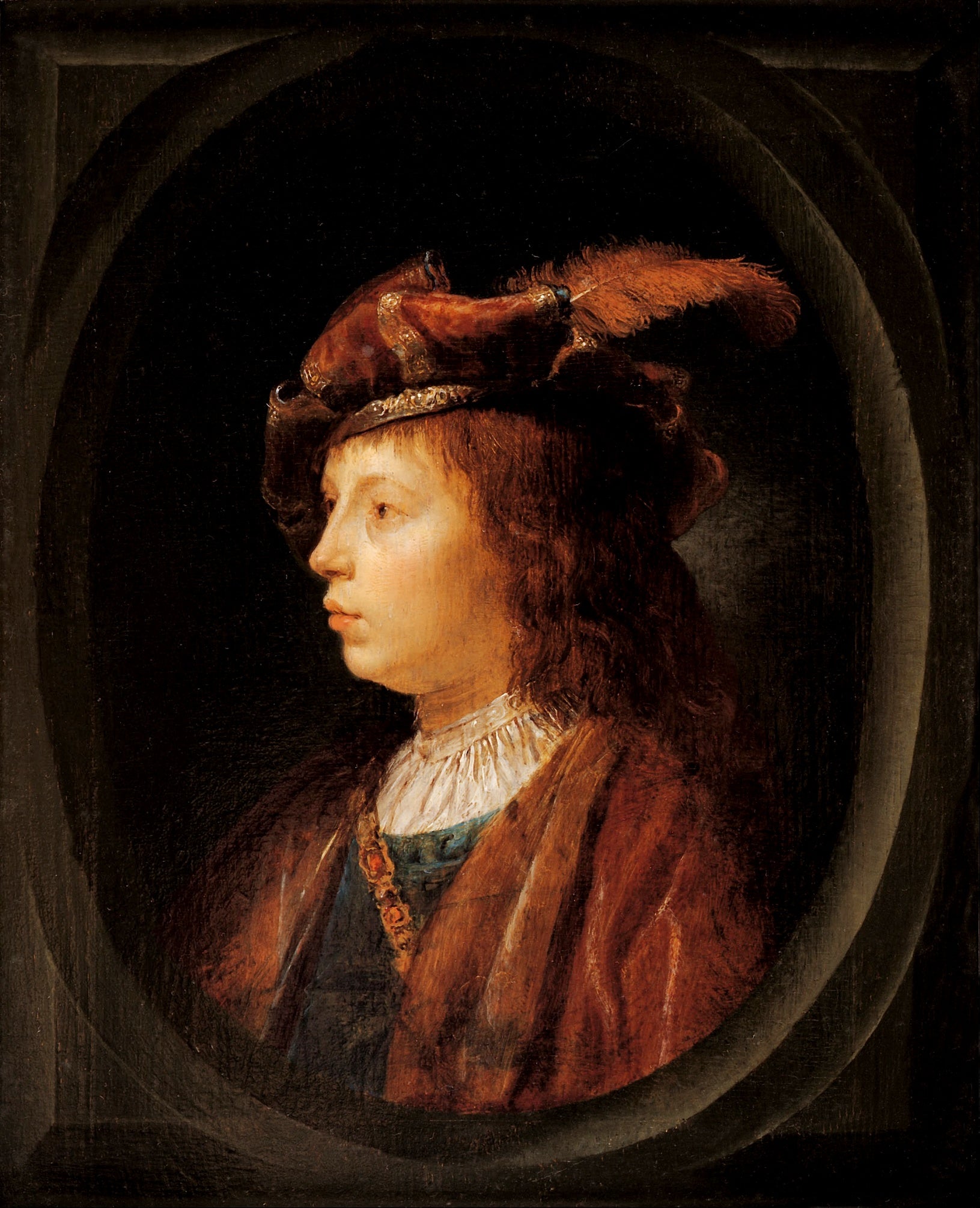 Head of a youth, vintage artwork by Gerrit Dou, 12x8" (A4) Poster