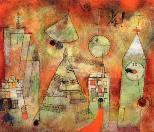 Fateful Hour at Quarter to Twelve, vintage artwork by Paul Klee, 12x8" (A4) Poster