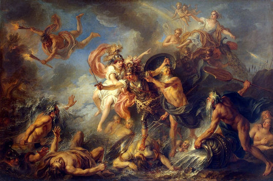 Fury of Achilles, vintage artwork by Charles-Antoine Coypel IV, 12x8" (A4) Poster