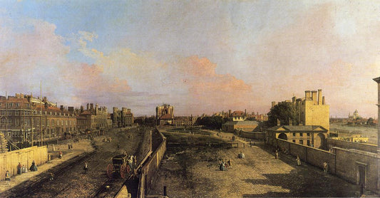 London: Whitehall and the Privy Garden looking North, vintage artwork by Canaletto, 12x8" (A4) Poster