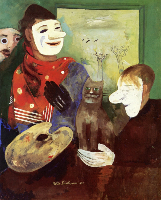 Masks and Cat by Felix Nussbaum,16x12(A3) Poster