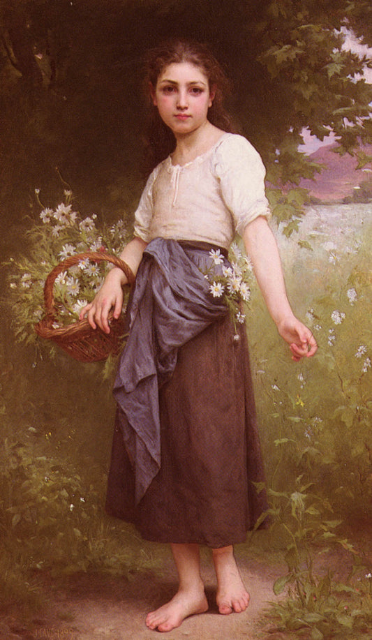 Picking Daisies, vintage artwork by Jules Cyrille Cave, 12x8" (A4) Poster