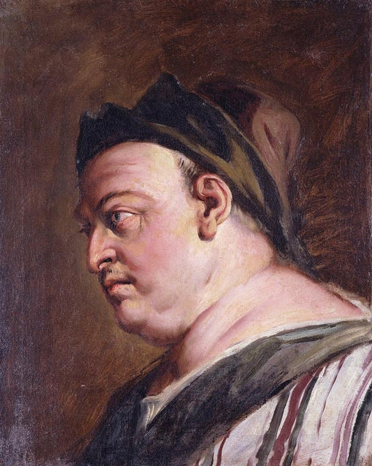 Head of a Man in Profile (A Steward?), vintage artwork by Sebastiano Ricci, 12x8" (A4) Poster