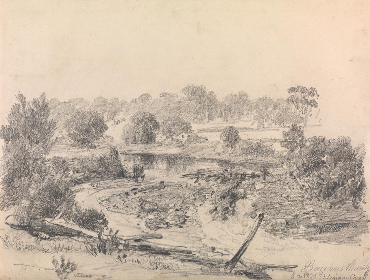 Bacchus Marsh, Lerderderg Creek, vintage artwork by Louis Buvelot, A3 (16x12") Poster Print