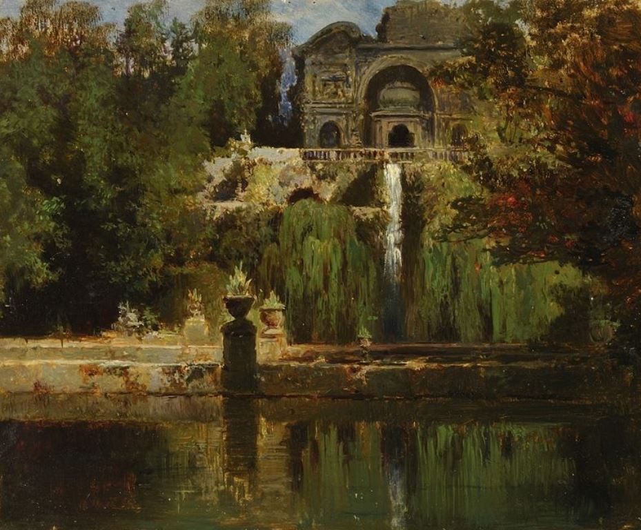 Garden at Villa d’Este, vintage artwork by Charlotte Piepenhagen, A3 (16x12") Poster Print