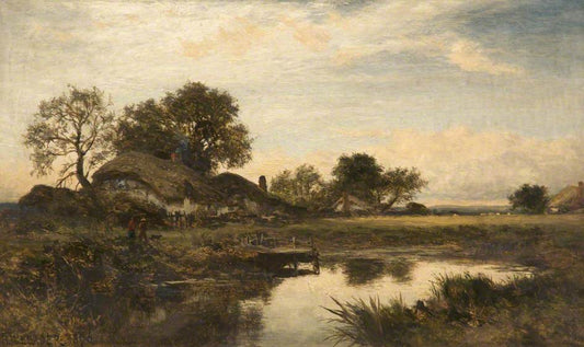 English Cottage Homes, vintage artwork by Benjamin Williams Leader, 12x8" (A4) Poster