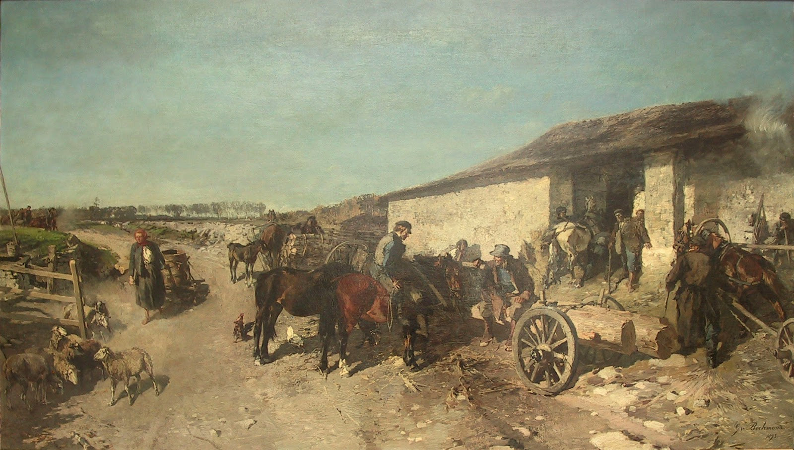 Estonian peasant in front of the blacksmith's house, vintage artwork by Gregor von Bochmann, 12x8" (A4) Poster