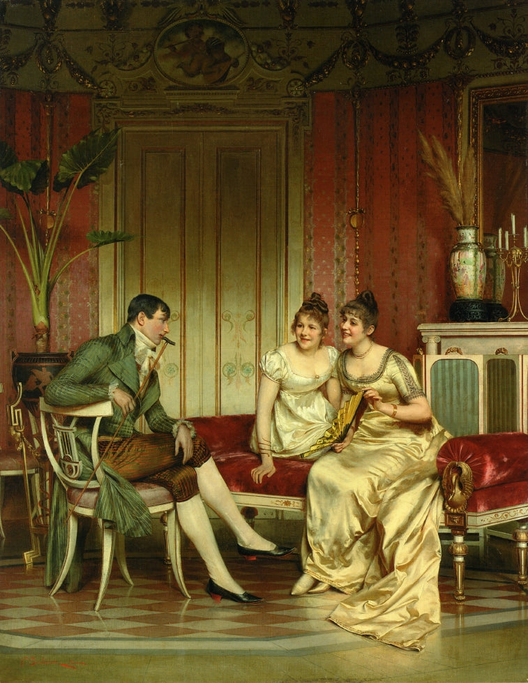 The Afternoon Visitor, vintage artwork by Charles Joseph Frederick Soulacroix, 12x8" (A4) Poster