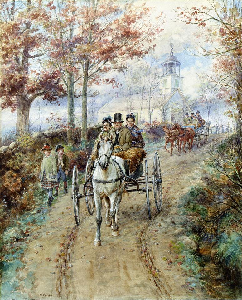 Carriage Ride, vintage artwork by Edward Lamson Henry, 12x8" (A4) Poster