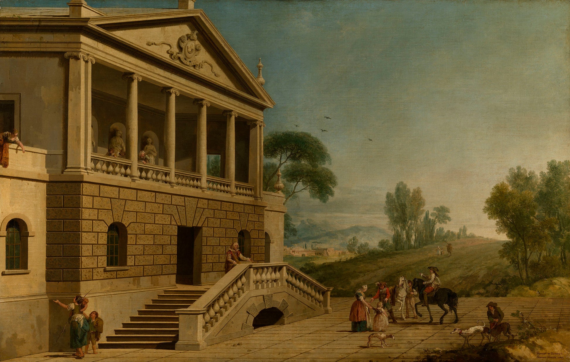 View of the Pavilion or Bagnio at Eastbury, vintage artwork by Antonio Visentini, 12x8" (A4) Poster