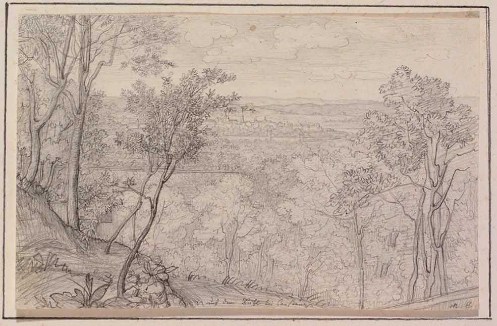 View of Wooded Hillside, vintage artwork by Marie Ellenrieder, 12x8" (A4) Poster