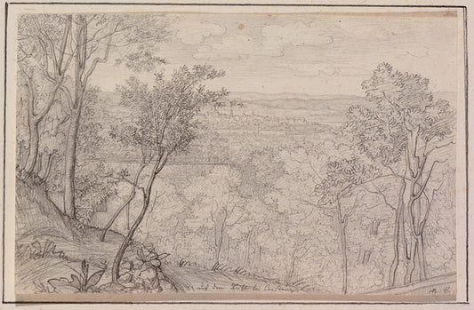 View of Wooded Hillside, vintage artwork by Marie Ellenrieder, 12x8" (A4) Poster