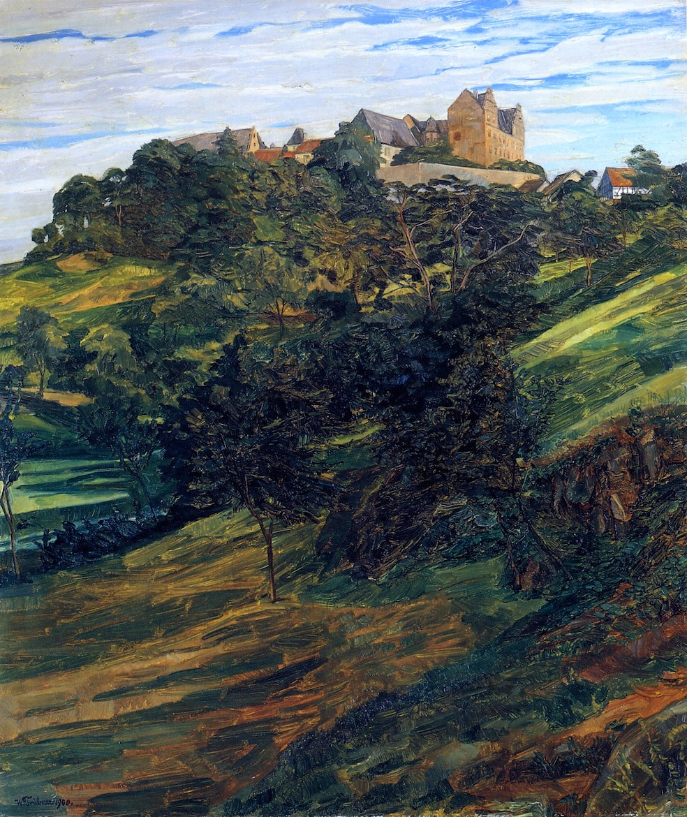 Schloß Lichtenberg im Odenwald, vintage artwork by Wilhelm Trübner, 12x8" (A4) Poster