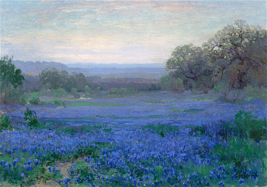 A Blue Bonnet Field, vintage artwork by Julian Onderdonk, 12x8" (A4) Poster