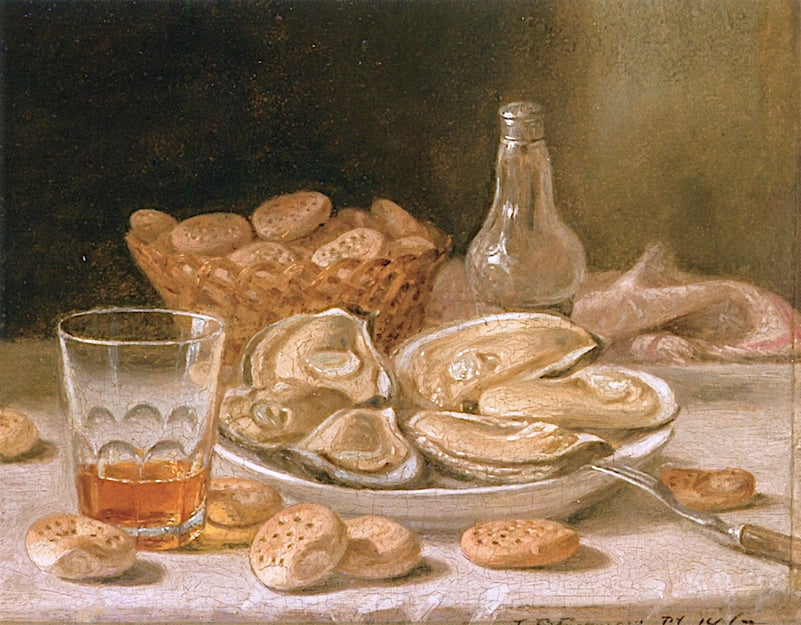 Still Life with Oysters, Whiskey and Biscuits, vintage artwork by John F. Francis, A3 (16x12") Poster Print
