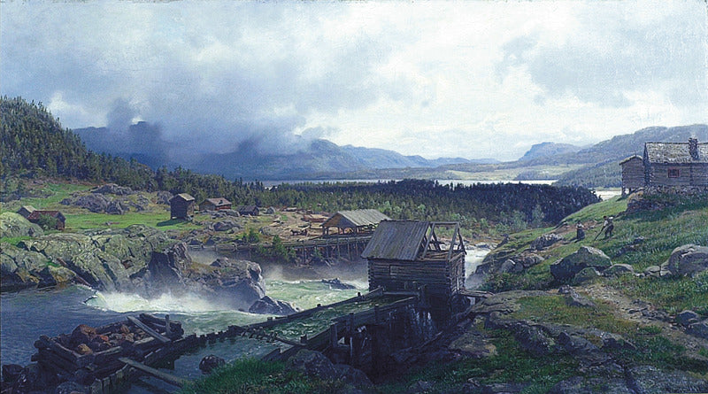 Landscape in Nord-Aurdal, vintage artwork by Hans Gude, 12x8" (A4) Poster