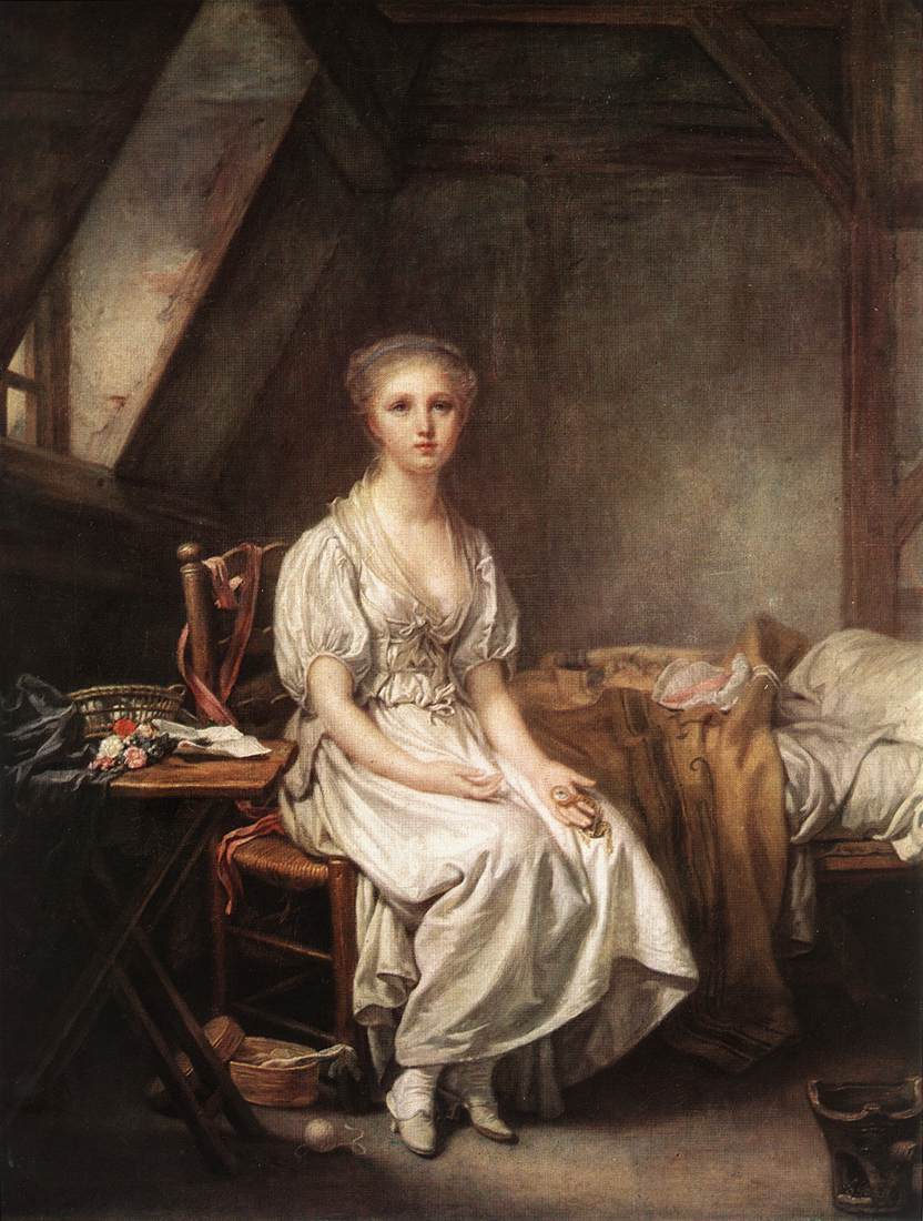 The Complain of the Watch, vintage artwork by Jean-Baptiste Greuze, 12x8" (A4) Poster