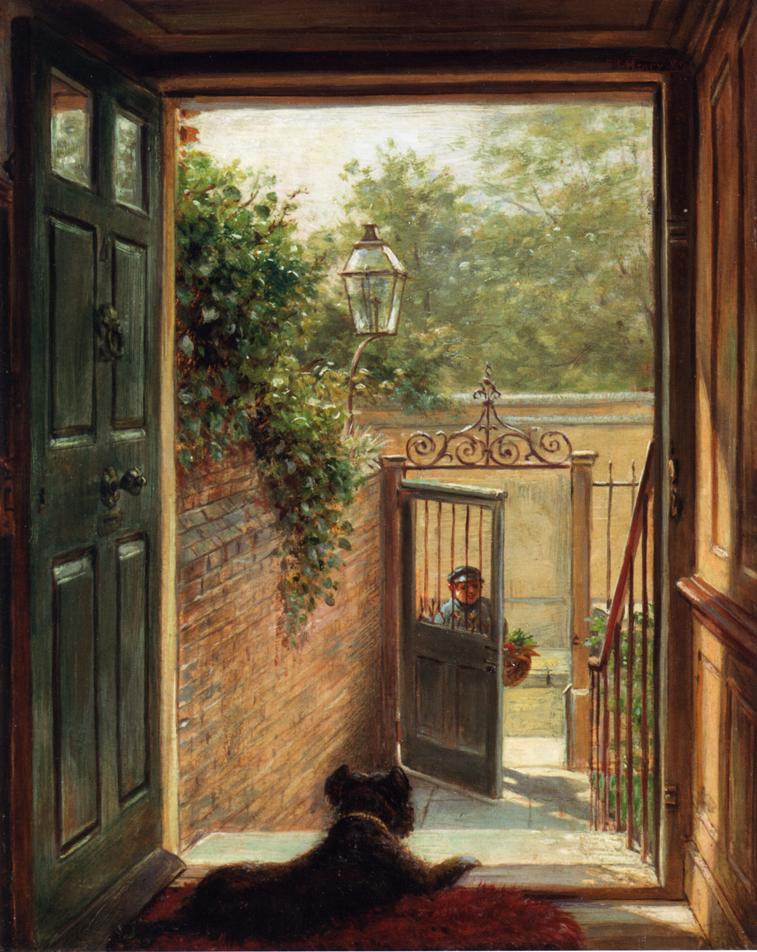 A Philadelphia Doorway, vintage artwork by Edward Lamson Henry, 12x8" (A4) Poster