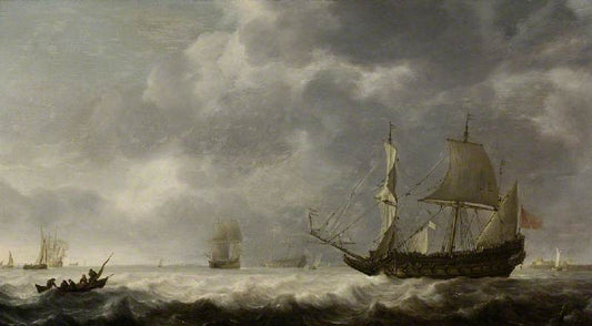 A Breeze near a Dutch Port, vintage artwork by Simon de Vlieger, 12x8" (A4) Poster