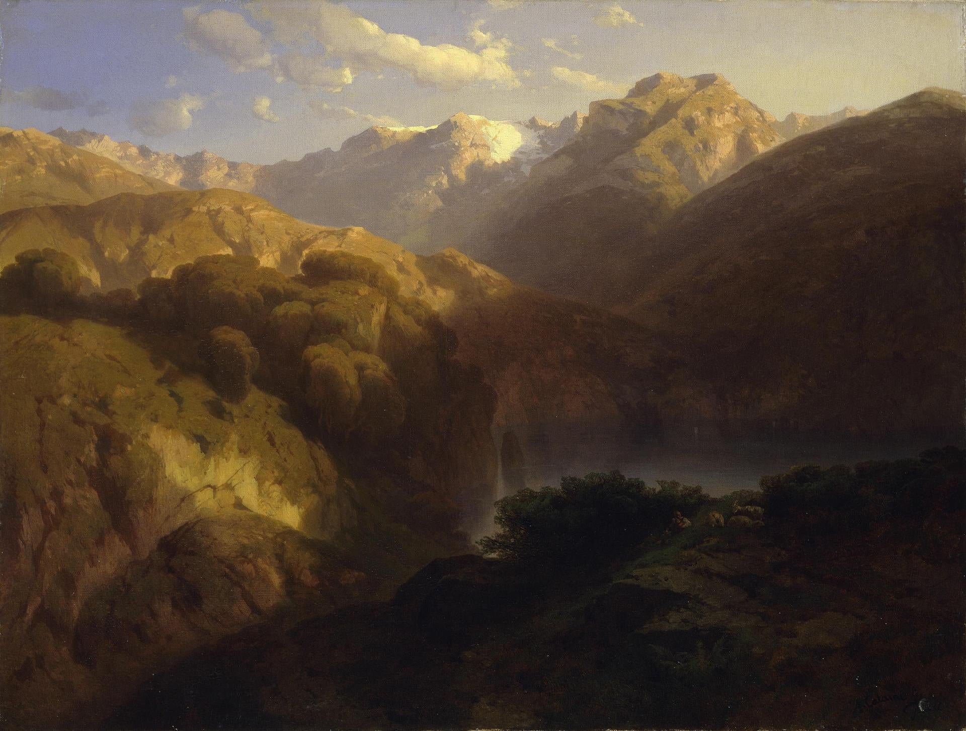 Four Cantons Lake, vintage artwork by Alexandre Calame, A3 (16x12") Poster Print