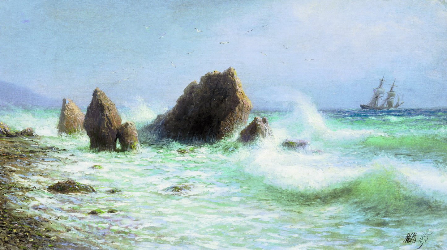 Livadia Coast, vintage artwork by Lev Lagorio, 12x8" (A4) Poster