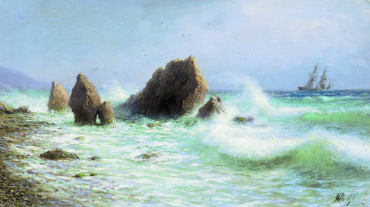 Livadia Coast, vintage artwork by Lev Lagorio, 12x8" (A4) Poster