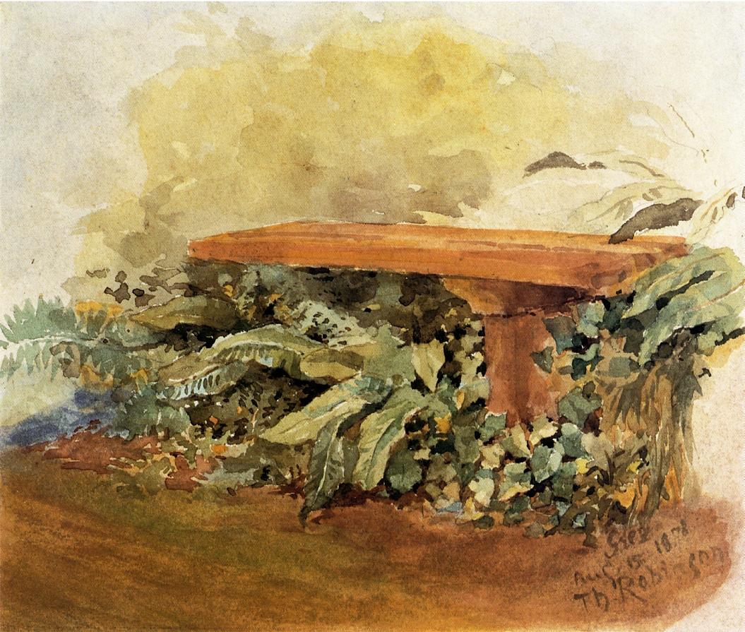 Garden Bench with Ferns by Theodore Robinson,A3(16x12")Poster