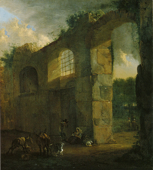 Shepherds near a Ruin, vintage artwork by Jan Asselijn, 12x8" (A4) Poster