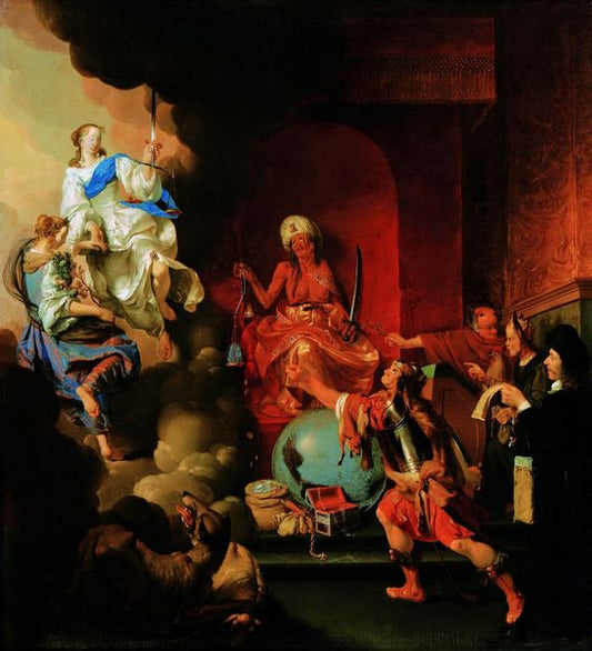 Injustice enthroned, vintage artwork by Ary de Vois, 12x8" (A4) Poster