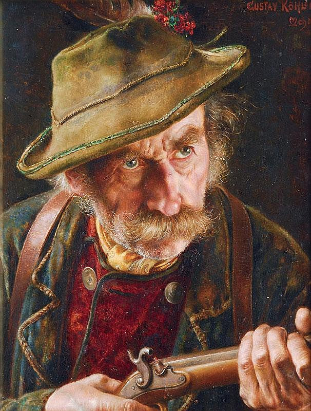 Portrait of a Hunter by Gustav Kohler,A3(16x12")Poster