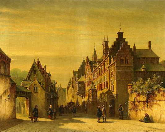 Dutch street scene, vintage artwork by Petrus Gerardus Vertin, A3 (16x12") Poster Print