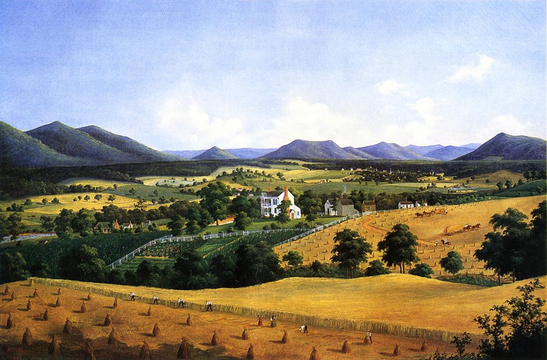 Bellevue, The Lewis Homestead, Salem, Virginia, vintage artwork by Edward Beyer, A3 (16x12") Poster Print