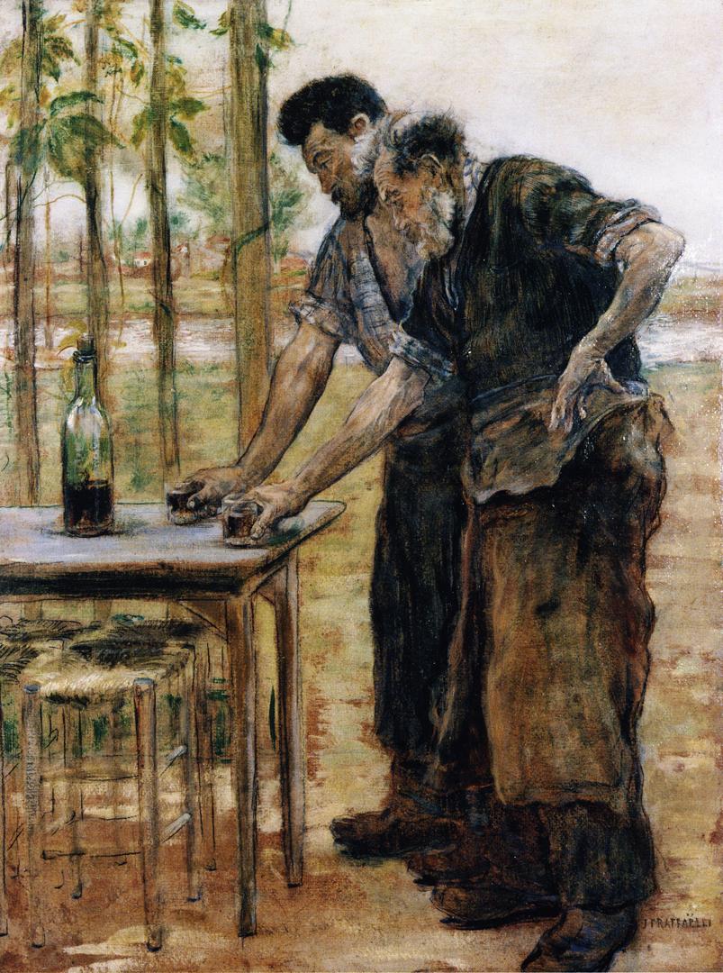 Blacksmiths taking a Drink, vintage artwork by Jean-François Raffaëlli, 12x8" (A4) Poster