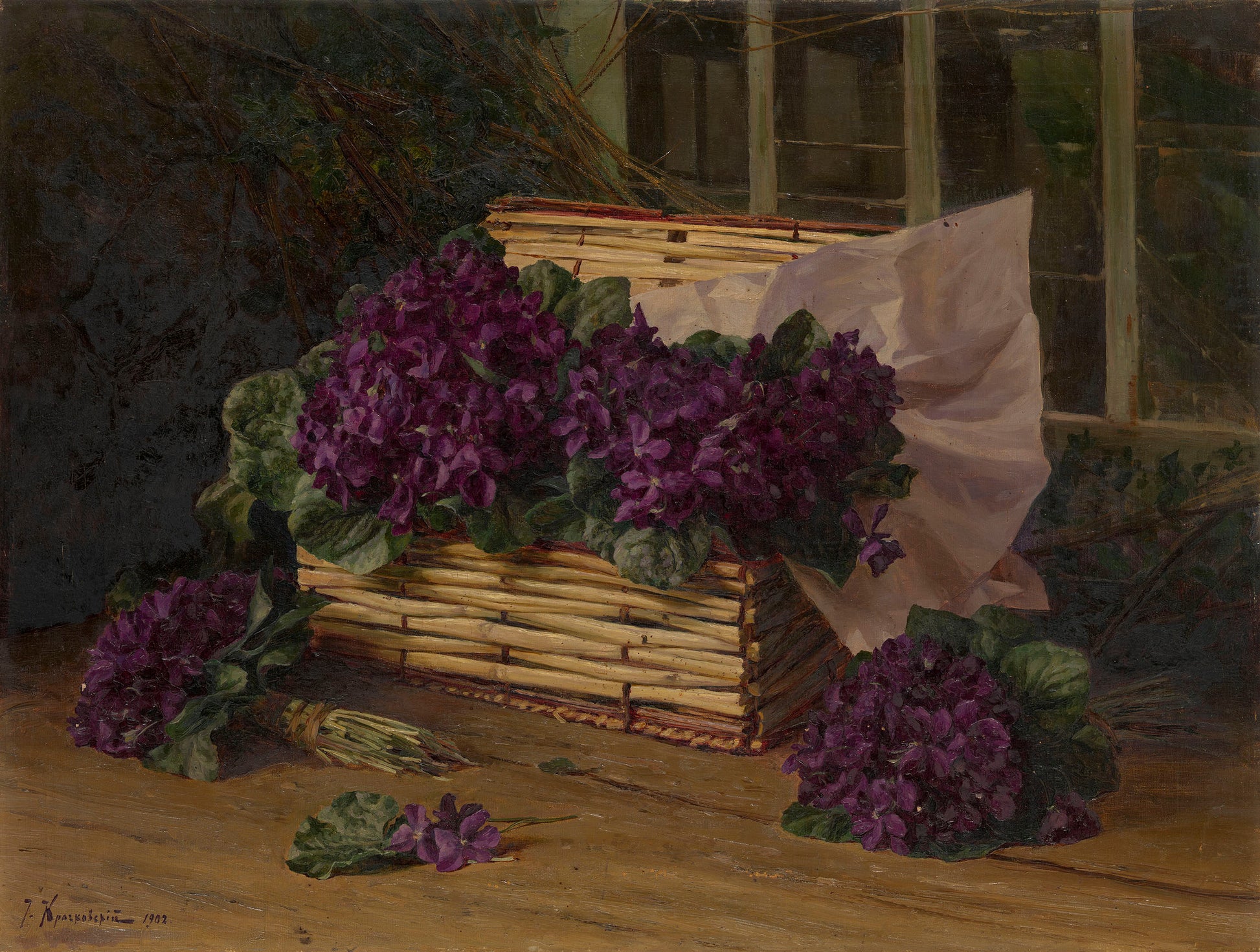 Still Life with Violets by Iosif Krachkovsky,A3(16x12")Poster