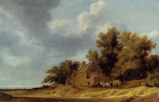 Landscape with Guest House, vintage artwork by Salomon van Ruysdael, 12x8" (A4) Poster