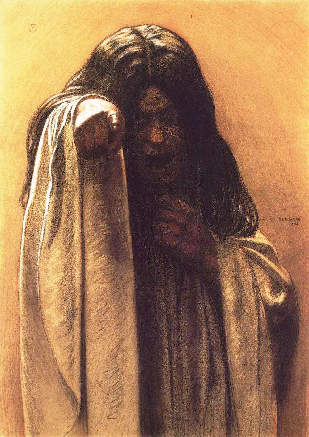 The Wave 3, vintage artwork by Carlos Schwabe, 12x8" (A4) Poster