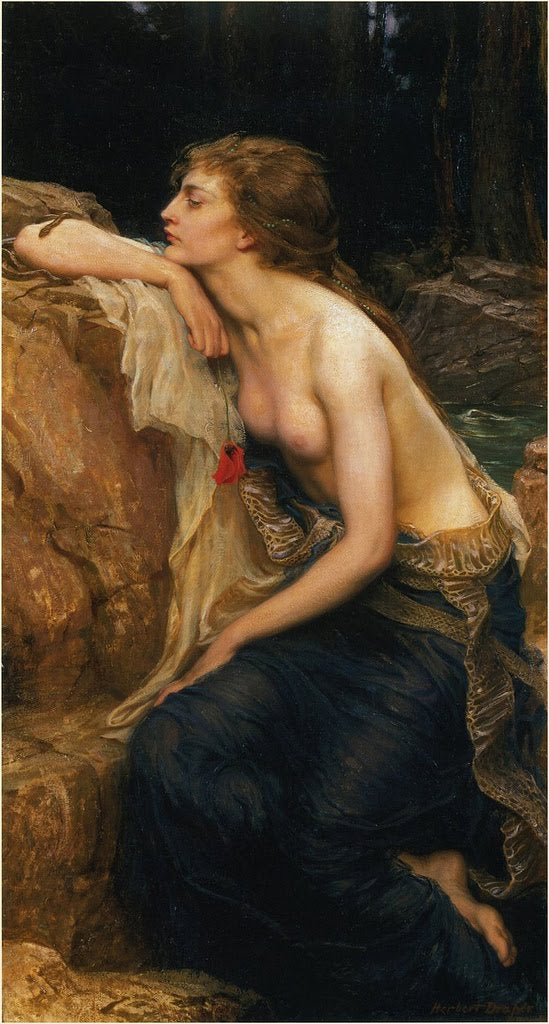 Lamia, vintage artwork by Herbert James Draper, 12x8" (A4) Poster