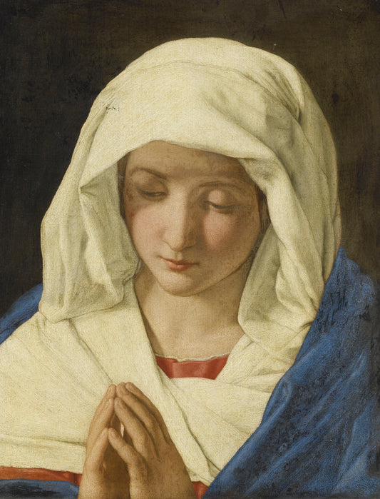 Madonna in Prayer, vintage artwork by Giovanni Salvi da Sassoferrato, 12x8" (A4) Poster