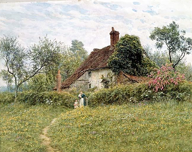 Old Cottages at Pinner, vintage artwork by Helen Allingham, 12x8" (A4) Poster