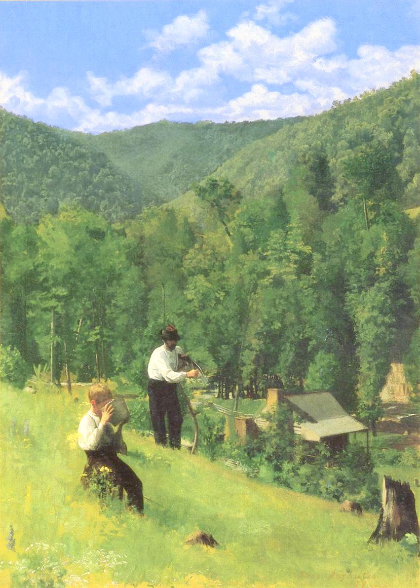The Farmer and His Son at Harvesting, vintage artwork by Thomas P. Anshutz, 12x8" (A4) Poster