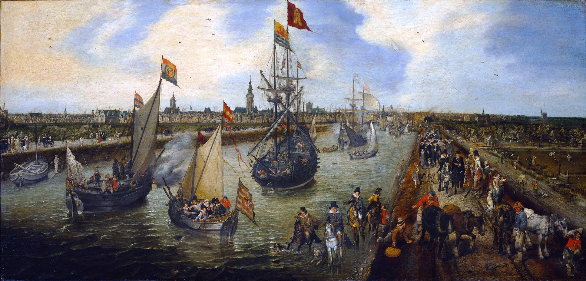 The Departure of a Dignitary from Middelburg, vintage artwork by Adriaen van de Venne, 12x8" (A4) Poster
