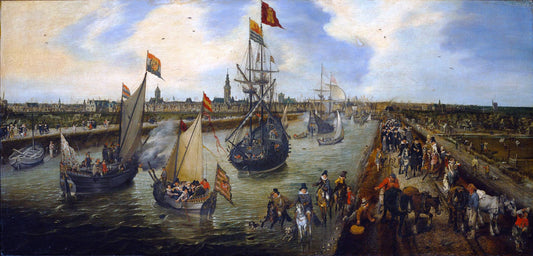 The Departure of a Dignitary from Middelburg, vintage artwork by Adriaen van de Venne, 12x8" (A4) Poster
